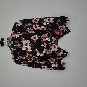 Iris Basic Los Angeles Floral Open Front Jacket Blazer Long Sleeve Size Medium